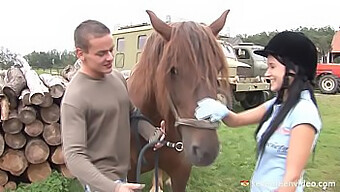 Angelica Gets A Hands-On Riding Lesson From Her Instructor