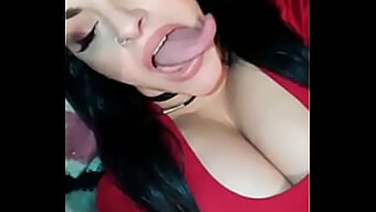 Latin Teen With Long Tongue Gives Throat Show