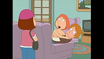 Cartoonafbeelding Van Anthony Die Zich Bezighoudt Met Seksuele Activiteit Met Lois En Meg Griffin Binnen De Grenzen Van Hun Woonplaats