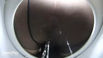 Pissing In Pantyhose: A Close-Up View Of An Amateur Shower