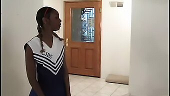 African American Cheerleader Enjoys A Large Penis At Home