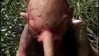 A Blonde Woman With A Large Vagina Engages In Intense Sexual Activity Outdoors With A Man Who Has A Prominent Nose