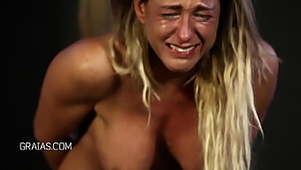 Bimbo Blonde Gets Caned And Cries During Workout