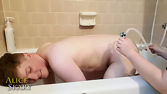 Amateur Bbw Gets Her Anal Hole Cleaned By Her Dominant Partner